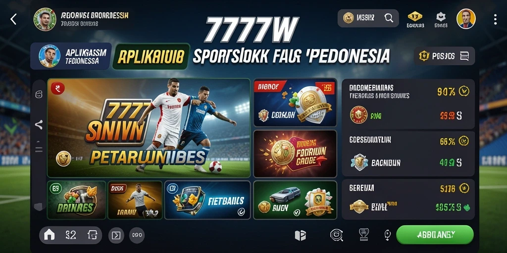 Tampilan antarmuka pengguna 7777W yang menarik dan informatif.