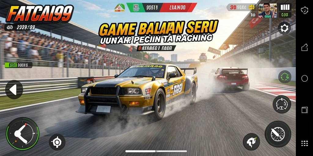 Tampilan gameplay seru di FATCAI99 dengan mobil dan trek yang menantang.