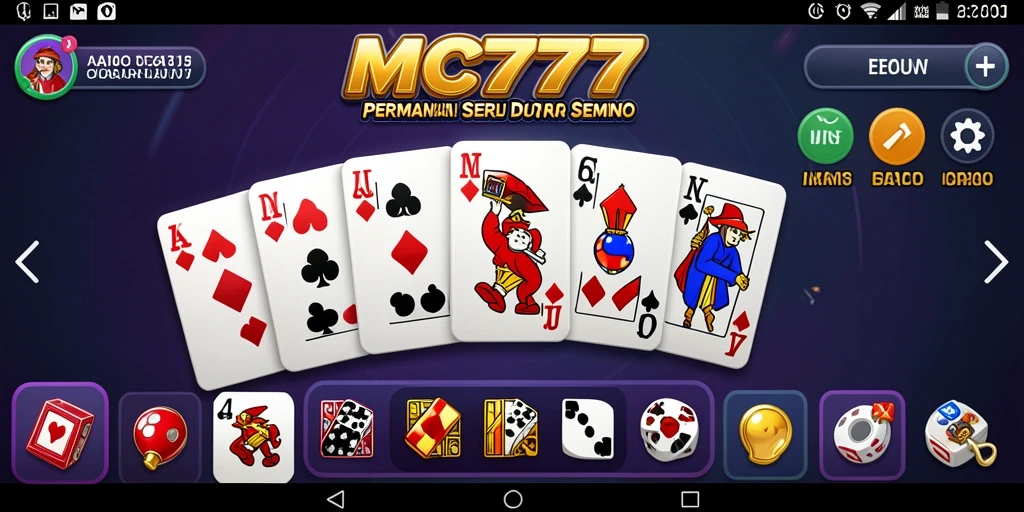 Tampilan gameplay seru MC777 saat permainan Domino.