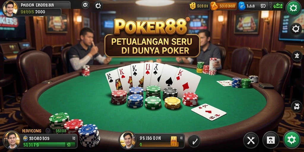Screenshot gameplay POKER88 menampilkan aksi seru saat permainan poker.